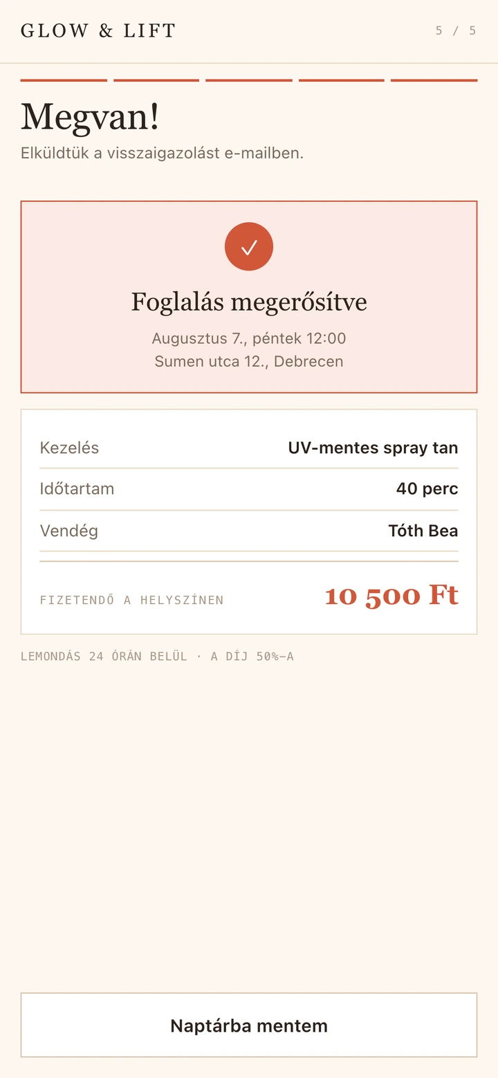Megerősített foglalás e-mailes visszaigazolással