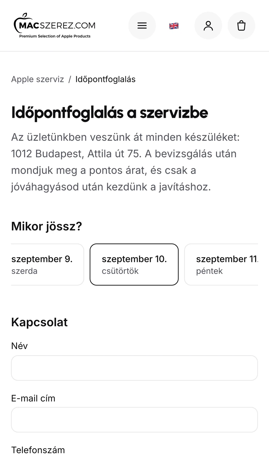 Időpontfoglalás telefonon
