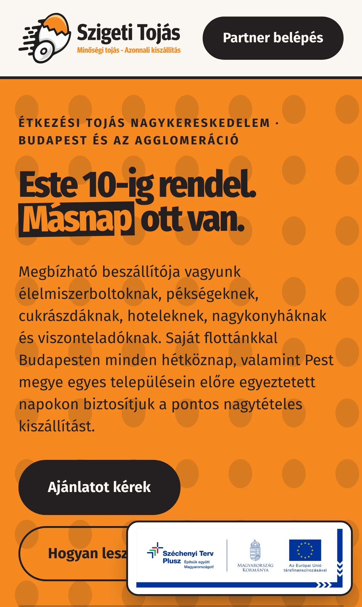 A nyitóoldal telefonon
