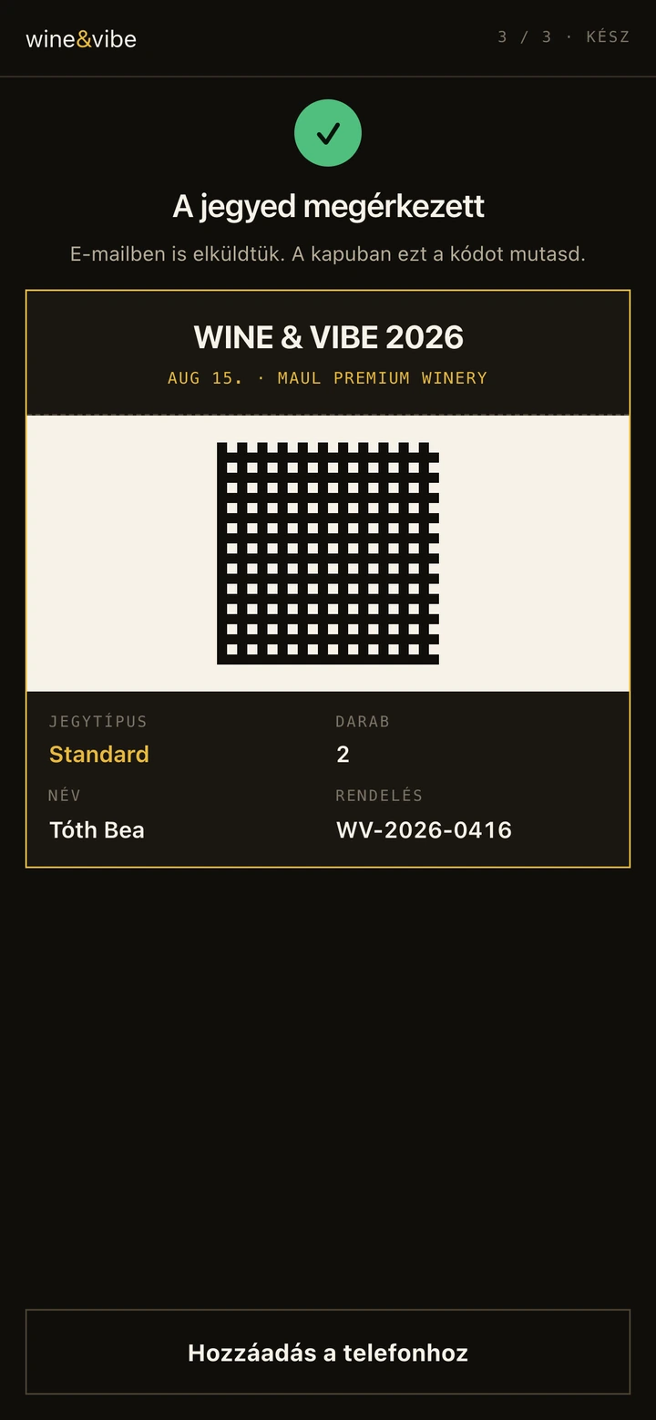 A megérkezett e-jegy QR-kóddal