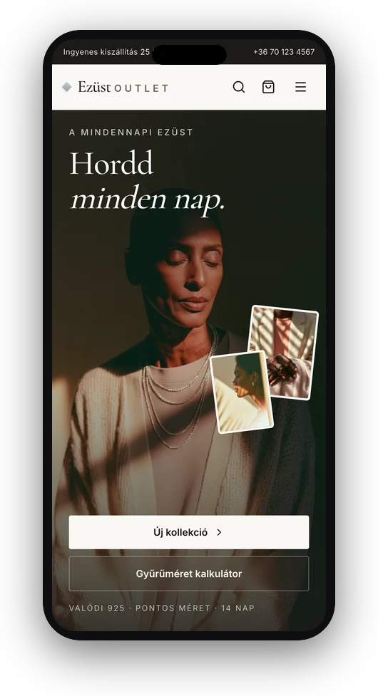Ezüst Webshop mobil nézet