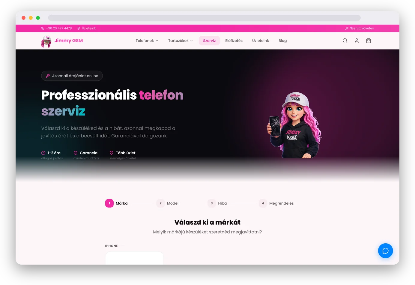 Jimmy GSM szerviz árajánlat-varázsló